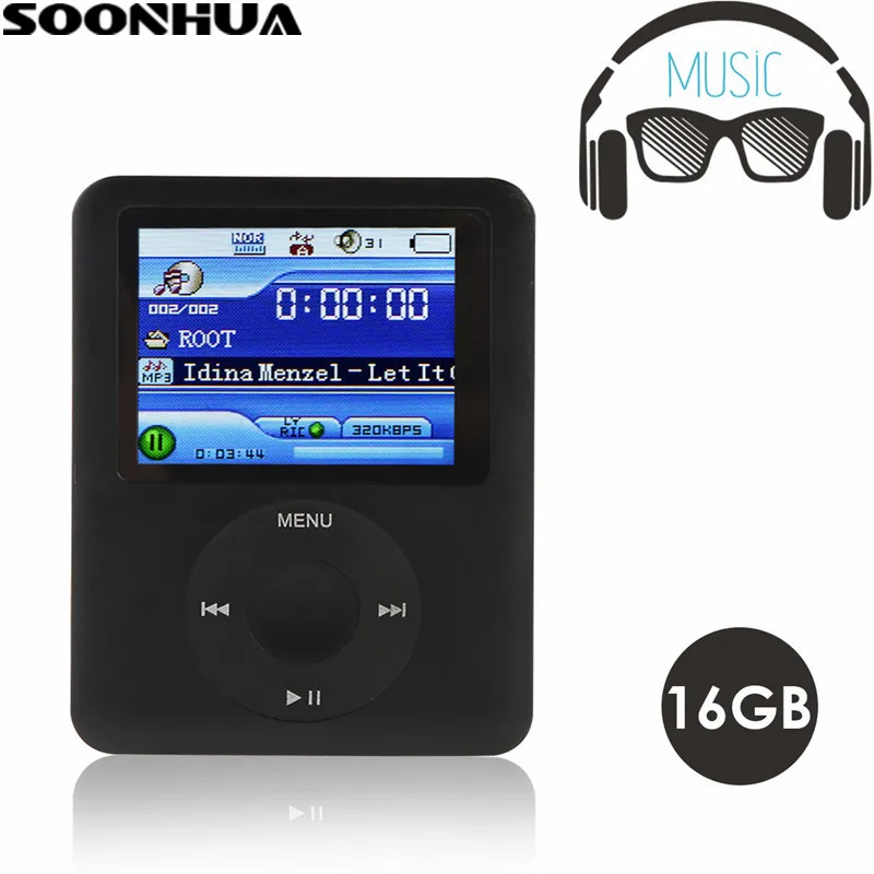 SOONHUA New Arrival 16GB Mini MP3 Mp4 Player 1.8 inch Screen Portable