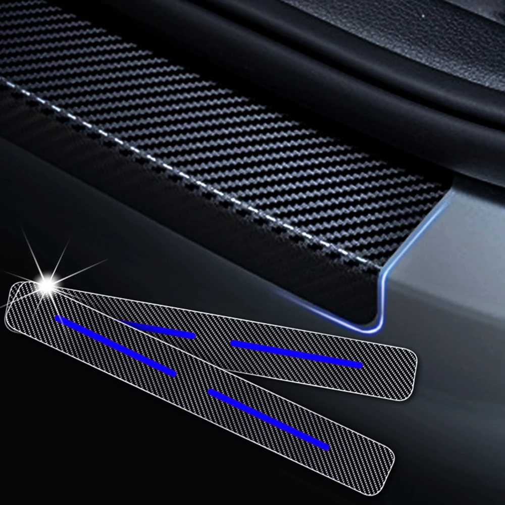 4pcs Car Door Sill Scuff Carbon Fiber Stickers Welcome Pedal Protect Accessories 4pcs Car Door Sill Scuff Carbon Fiber Stickers Welcome Pedal Protect Accessories