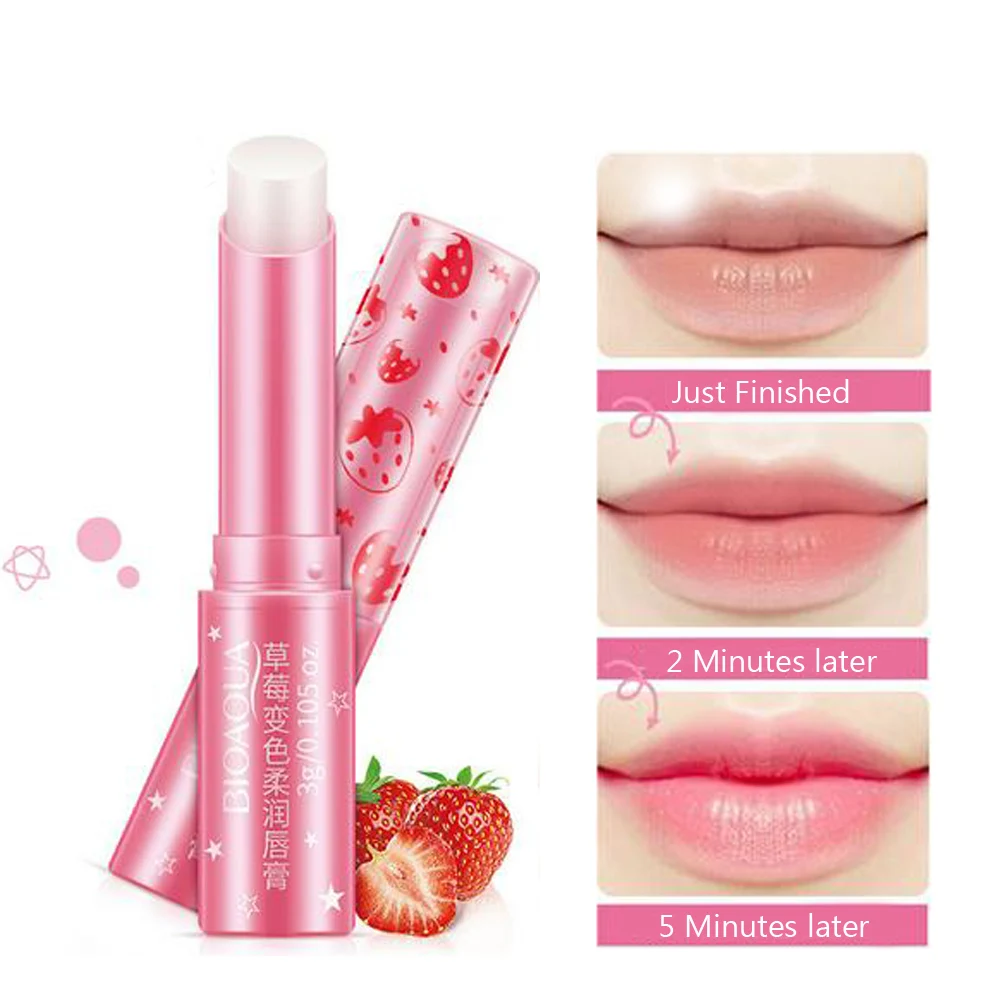 

Strawberry Flavor Color Changing Moisturizing Lip Balm Lip Care Lip plumper Firming Lip Color Hydrating Lipstick TSLM2