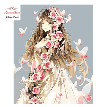 

Golden Panno,Needlework,DIY DMC Cross stitch,Sets For Embroidery kit 14ct unprinted flower girl cross-Stitching,christmas 930