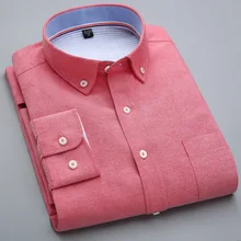 QISHA, модная рубашка для мужчин, Оксфорд, длинный рукав, красный, черный цвет, Мужская одежда, рубашка, Collor, мужские офисные Рубашки, Топы, Camisa Social Masculina