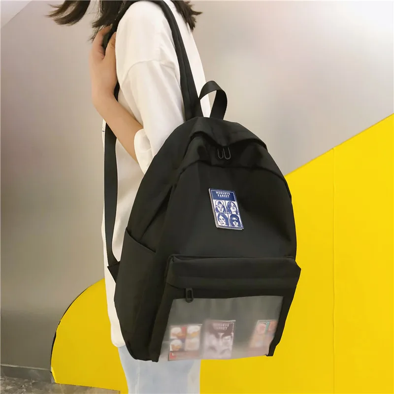 DCIMOR Высококачественный водонепроницаемый нейлоновый женский рюкзак, женская прозрачная передняя школьная сумка с карманами для девочек-подростков, рюкзак для путешествий