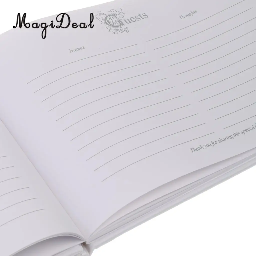MagiDeal Top Quality White Custom Wedding Ceremony Guest Book Album Crystal Rhinestone Register Wedding Book Gifts Decoration