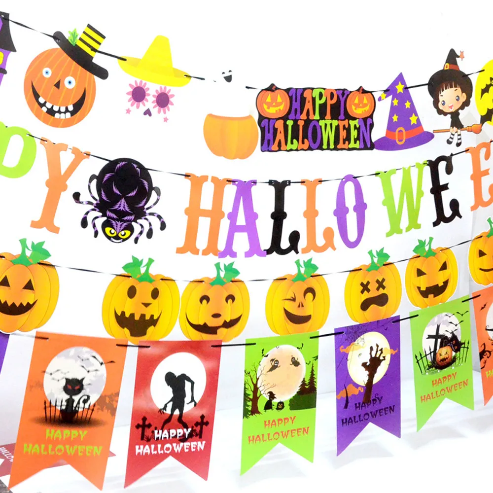 

Halloween Paper Hanging Banner Pull Flower Halloween Party Decoration Props