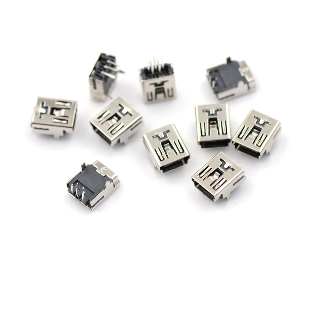 

10pcs/lot Mini USB Jack 90 Degrees Front 2 Feet 5 PIN Micro USB Connector For Mobile Phone Micro USB Port Sockect