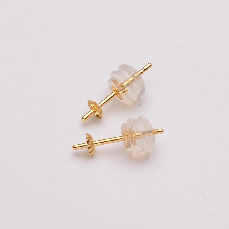 100% real 18k solid gold earring accessory jewelry,DIY making stud gold earring part wholesale
