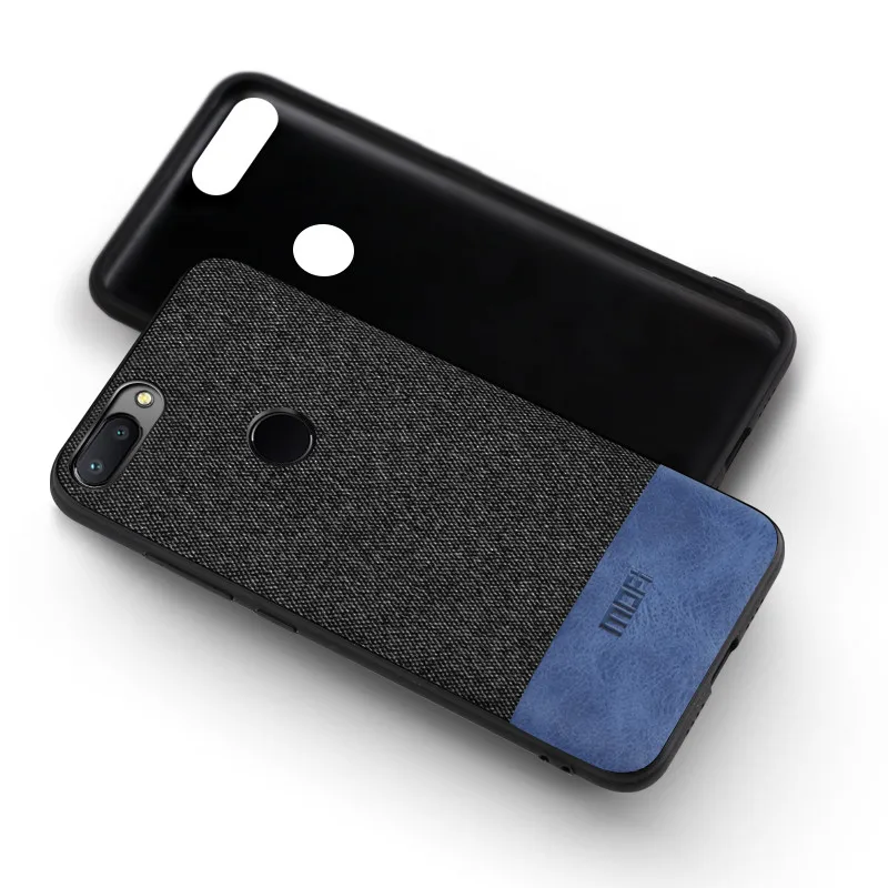 Для Xiaomi mi A2 Lite чехол A2 Lite задняя крышка силиконовый край противоударный тканевый чехол capas MOFi mi A2 чехол - Цвет: black with blue