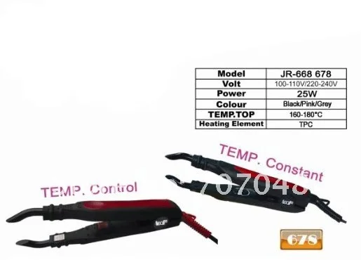 Разъем волос Управление температура фиолетовый цвет плоской пластины Горячее наращивание волос кератина склеивания инструмент Тепло Утюг