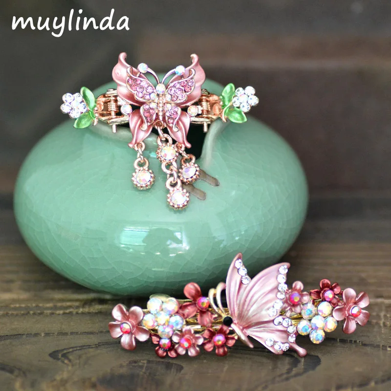 

Retro Butterfly Barrettes Hair Clip Women Vintage Painting Metal Hair Accessories Rhinestone Hairpins Jewelry