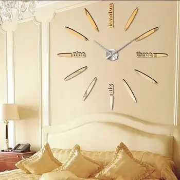 

Gold special large diy quartz 3d wall clock Living Room big acrylic watch mirror stickers modern design home decor Office