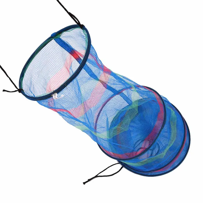 

1 Pcs 25 * 65cm Fishing Net Basket Colorful Mini Three Tiered Folding Tackle Up Shrimp Fish Storage Creel Fishing Accessories