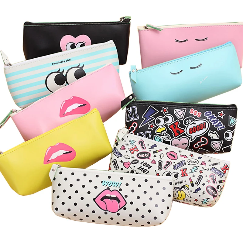 

Newest Modern Girl PU Waterproof Pencil Case Stationery Storage Organizer Bag School Office Supply Escolar Papelaria Penalties