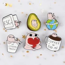 Kleine Rosa Monster Ketnipz Meme Lustige Kaffee Avocado Herz broschen Tasche Kleidung Abzeichen Emaille Revers Pin Schmuck freund Geschenk