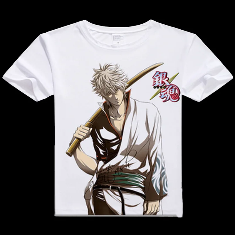 

Anime Gintama Cosplay T-shirt Silver Soul Sakata Gintoki Costume Casual Unisex Short Sleeve Tops Tee Shir