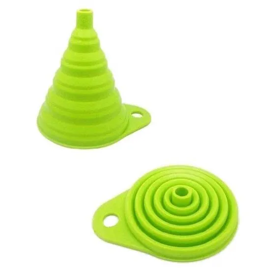 

SOSW-Portable Retractable Funnels Home Kitchen Funnel Convenient Storage Green