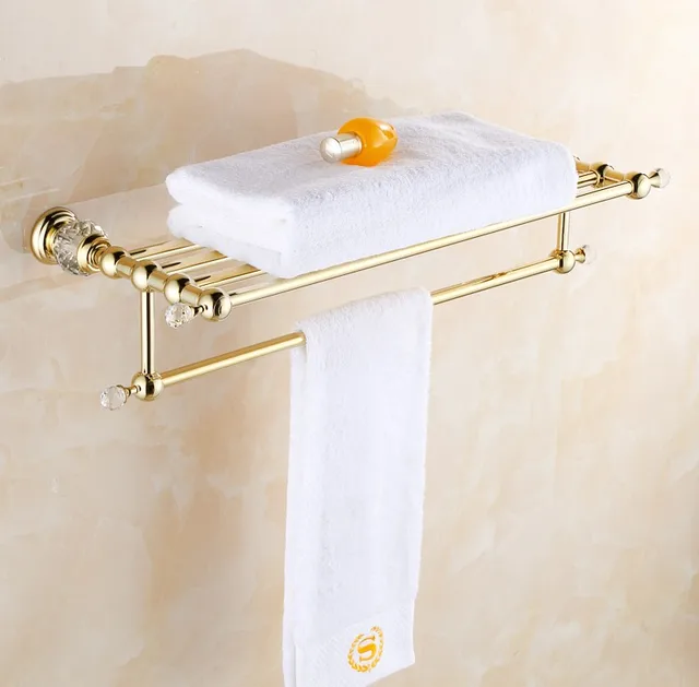 solid copper luxury crystal gold plating design towel rack modern bathroom accessories towel bars shelf - Bathroom Accessories Towel Bars solid copper luxury crystal gold plating design towel rack modern bathroom accessories towel bars shelf - Bathroom Accessories Towel Bars