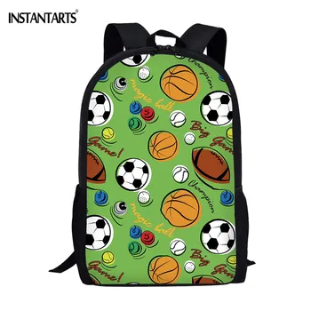 

INSTANTARTS School Backpack for Kids Brand Design Cartoon Soccer Football Ball Patterns Primary Students Bookbags Rucksack Boys