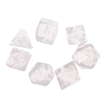 

Set Of 7 Sided Polyhedral Dice For RPG Dungeons & Dragons DND D&D D4-D20 Clear