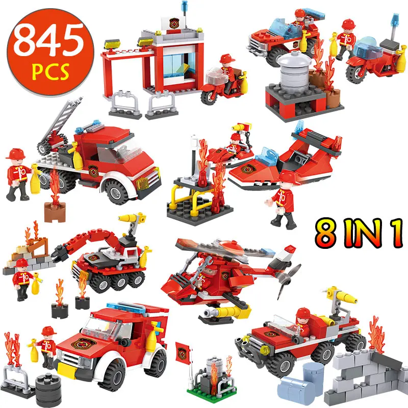 

Fire Station 845Pcs Building Blocks Compatible Legoingly Fire truck firefighters fire building Brick Set stitching children toy