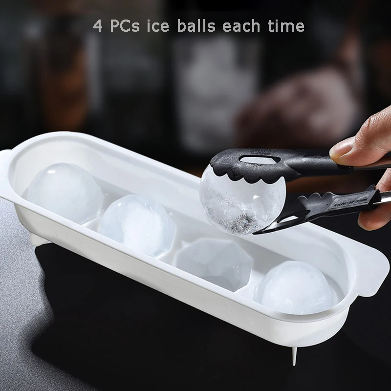 

Creative 4 Grids Large Ice Cubes Maker Silicon Whiskey Rocks Champagne Cooler Beer Stones Cube Mold Home Bar Tool