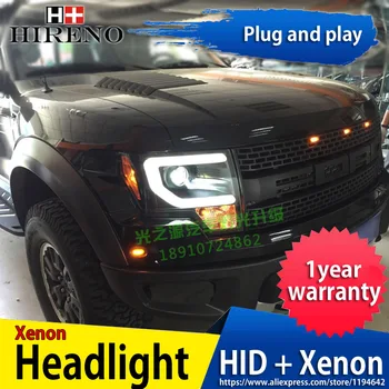 

Hireno Headlamp for 2011-2014 Ford Raptor F150 Headlight Headlight Assembly LED DRL Angel Lens Double Beam HID Xenon 2pcs