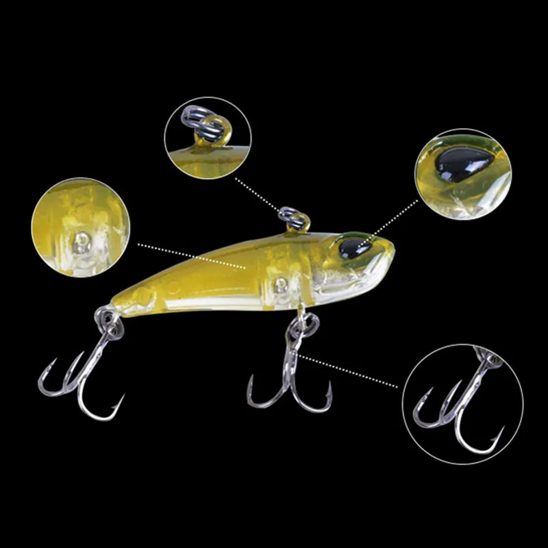1Pcs 3.9g 4.2cm Fishing Lure sinking Mini VIB Wobbler Artificial Hard baits spoon CrankBait with Treble Hook Fly Fishing tackle