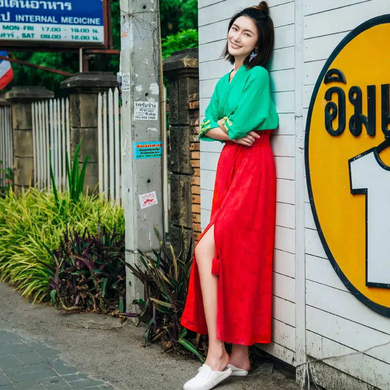LYNETTE S CHINOISERIE Empyrean 2017 step high waist font b skirt b font sexy placketing national