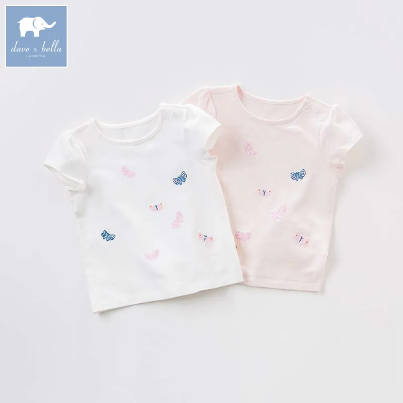 

DB7213 dave bella summer lolita baby t-shirt children butterfly print tops baby girls boutique tees