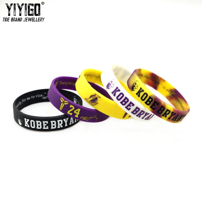 

1Pieces Kobe Bryant Head Portrait No. 24 Signature Silicone Bracelet Lovers Men Student Basketball Sporty Casual NCBA Wristband