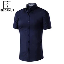 Camisa Masculina Social мужские рубашки новые модные брендовые классические с короткими рукавами Мужская рубашка Slim Fit Solid с отложным воротником X176
