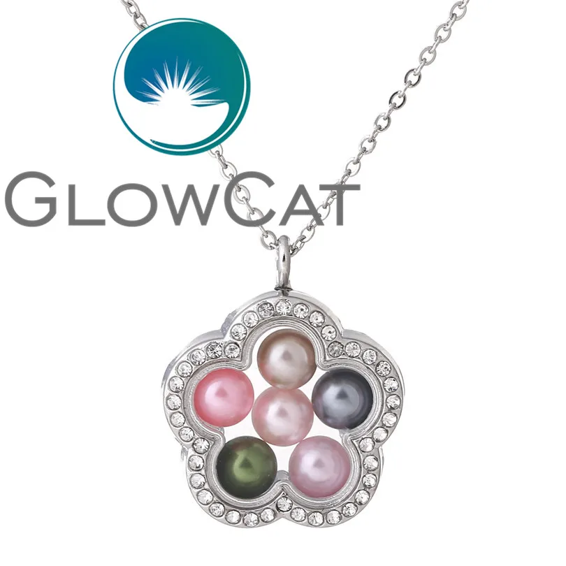 Цветок Магнитный живой память 8 мм бусины медальон жемчужная клетка плавающий