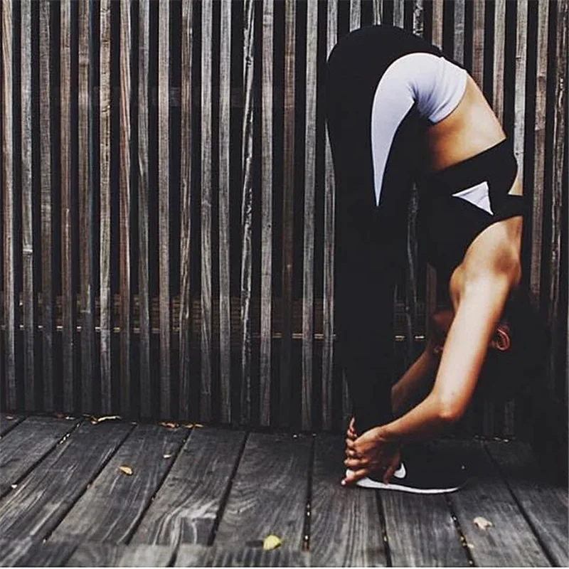 2018 Summer 2 Pieces Hollow Women Clothing Patchwork Tracksuit Crop Top Tanks And Leggings Sporting Skinny Clothing