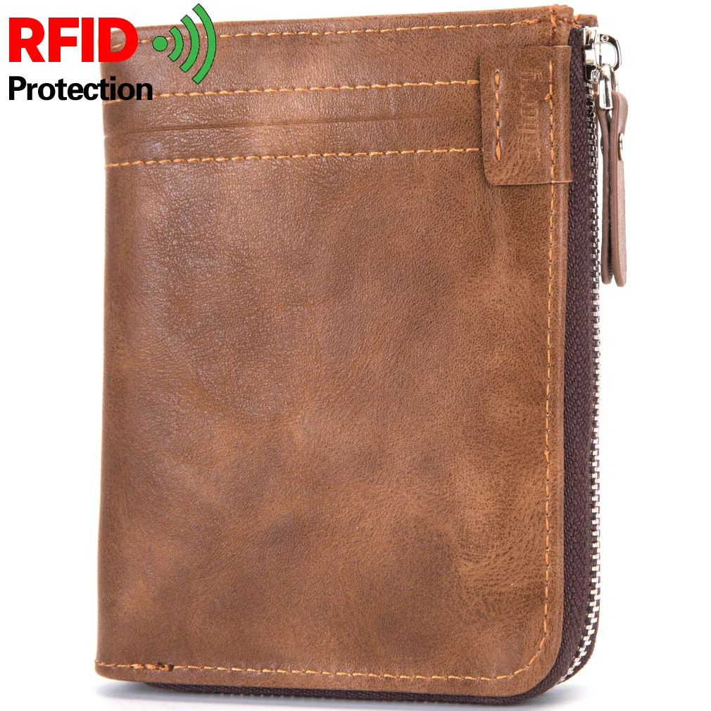 RFID Men Male Vintage Wallets And Purse Casual Zipper Coin Change Pouch Credit Bank ID Plastic Business Card Case Holder | Багаж и сумки