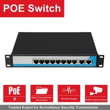 8 портов 100 Мбит/с IEEE802.3af POE коммутатор/инжектор питания через Ethernet сетевой коммутатор для ip-камеры VoIP телефон AP устройства 2 Up-link