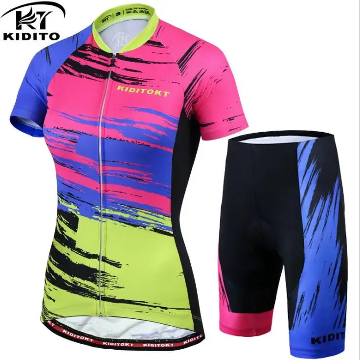 KIDITOKT Велоспорт Джерси Набор pro team дешевая одежда, Китай roupa de ciclismo feminino roupa ciclismo Женская велосипедная одежда - Цвет: Jersey and Pants