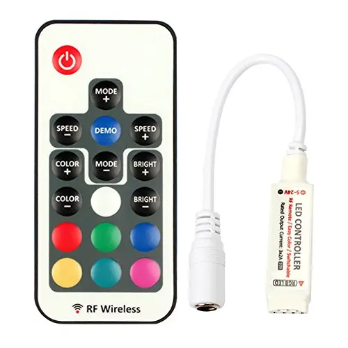

DC 5V-24V 12A RGB LED Controller with 17-key RF Wireless Remote Control Dimmer for 5050 3528 5630 LED Strip Lights