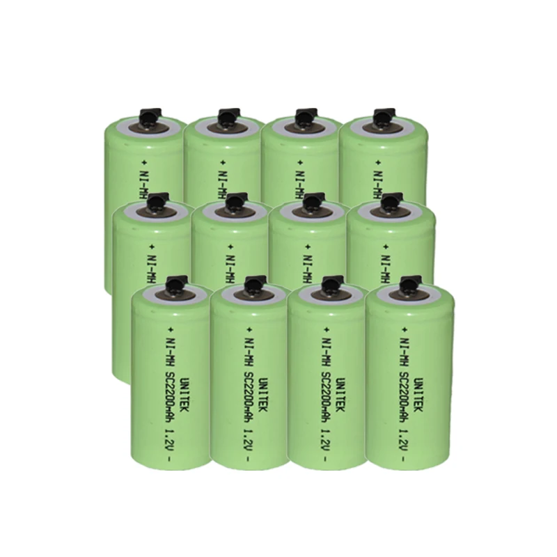 12PCS UNITEK Sub C sc 1.2V rechargeable battery 2200mah ni mh nimh cell