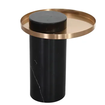 

46cm(18") High Tall Marble Coffee Table / Aritificial Stone, NOT Natural Marble / 40cm(15") Round Steel Serving Tray