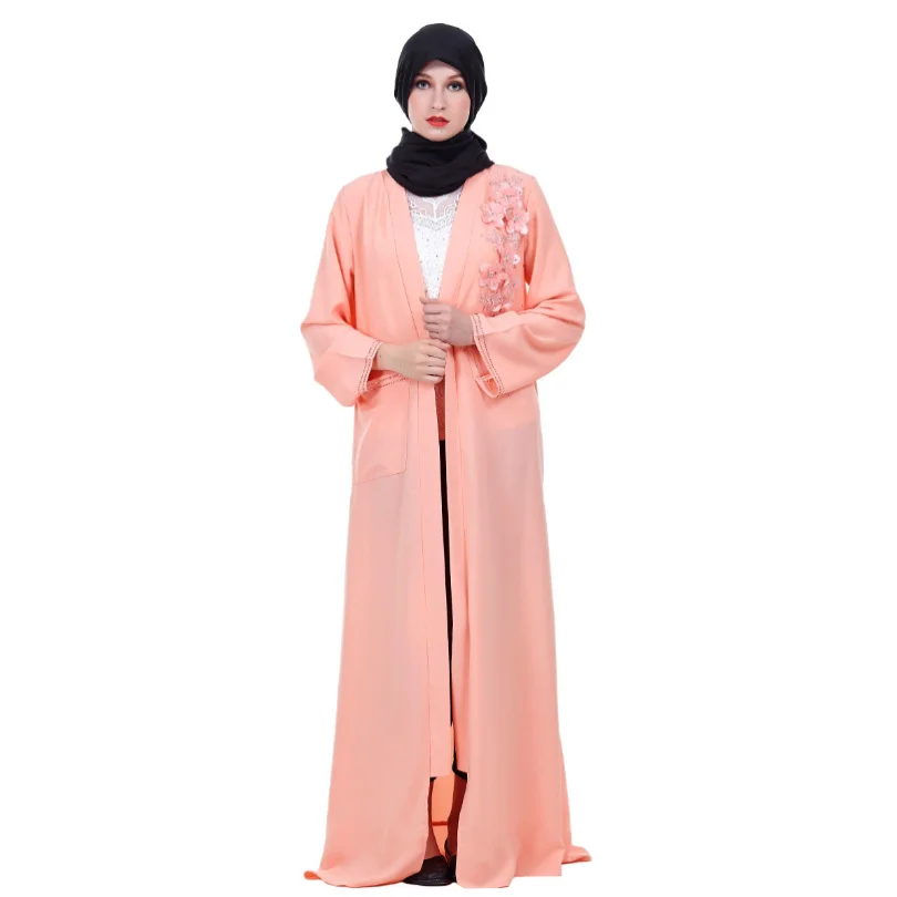 Muslim Abaya Jubah Ramadan Arab Thobe Worship Service Islamic Clothing Embroidery Dress Beading Cardigan Long Robe Gowns Kimono