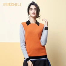 Настоящий пуловер Женский осень зима круглый вырез Толстый Пуловер Свитера женский свободный рукав вязаный чистый кашемировый свитер