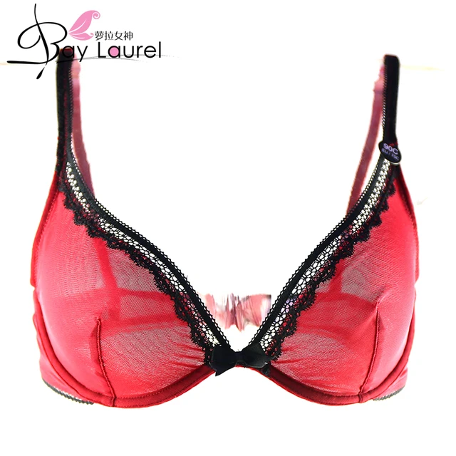 Sexy Plunge Mesh Bra Unlined Lace Mesh Bralette Bras With Underwire In