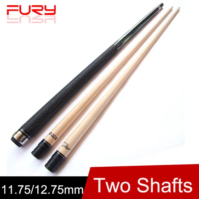 Cheap (Two Shafts) Fury Billiard Pool Cue 12.75mm/11.75mm Tips 1/2 Billiards Cue Stick One 10 Pieces Wood Technical Shaft