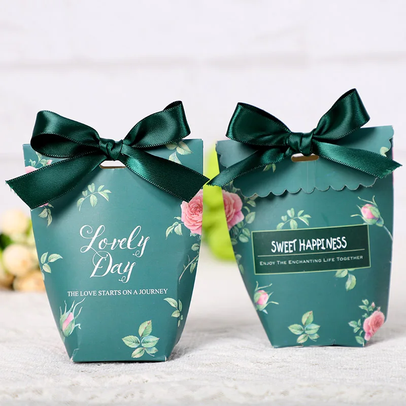 

FANLUS Ribbon Bow Candy Boxes Wedding Favor Box Sweet Gift Bags Packing Box