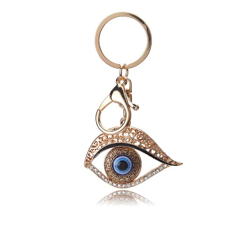 1pc Evil Eye Charms Keychain Gold Hollow Alloy Eye Pendant Keyring With