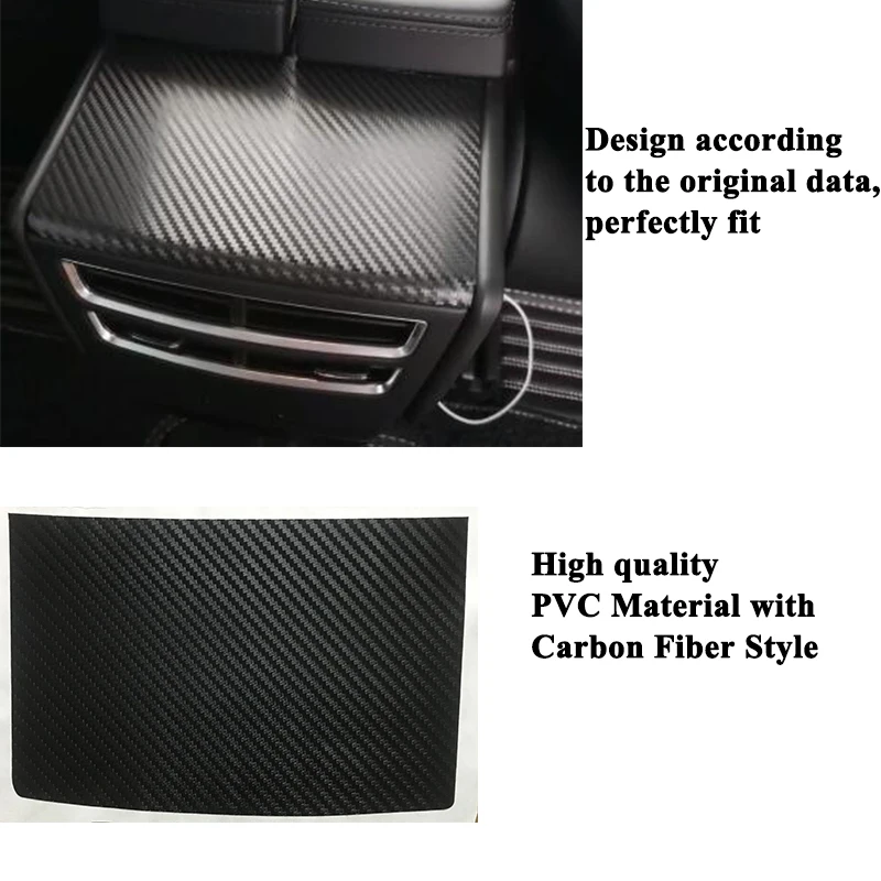 1pc SEEYULE Carbon Fiber Car Rear Armrest Box A/C Panel Decoration Sticker Cover Styling Accessories for Tesla Model S Model X 1pc SEEYULE Carbon Fiber Car Rear Armrest Box A/C Panel Decoration Sticker Cover Styling Accessories for Tesla Model S Model X