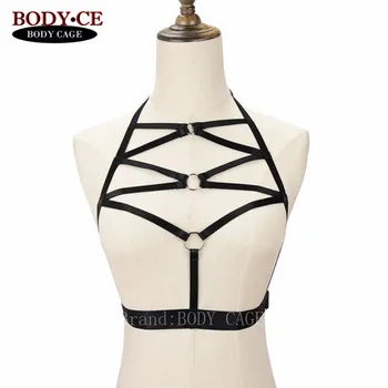 

Womens Harness Belt Black Elastic Adjust Strappy Tops Bra Bondage Bustie Lingerie Harajuku Goth Fetish Exotic Burlesque Corset