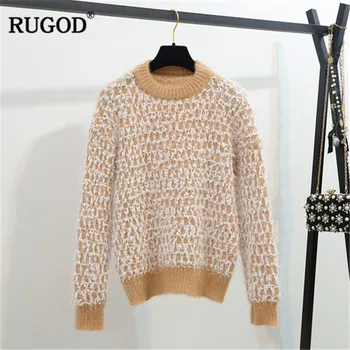 

RUGOD Causal Fashion Women Pullovers O-Neck Loose Women Sweaters 2018 New Knitted Winter Clothes sueter mujer invierno 2018