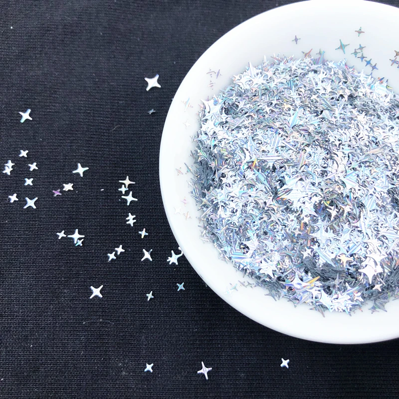 

Eo-Friendly 10g Ultrathin Mix 2.5mm 4mm Star Sequins Nail Glitter Paillettes Laser Silver PET Sequin Nails Manicure Material