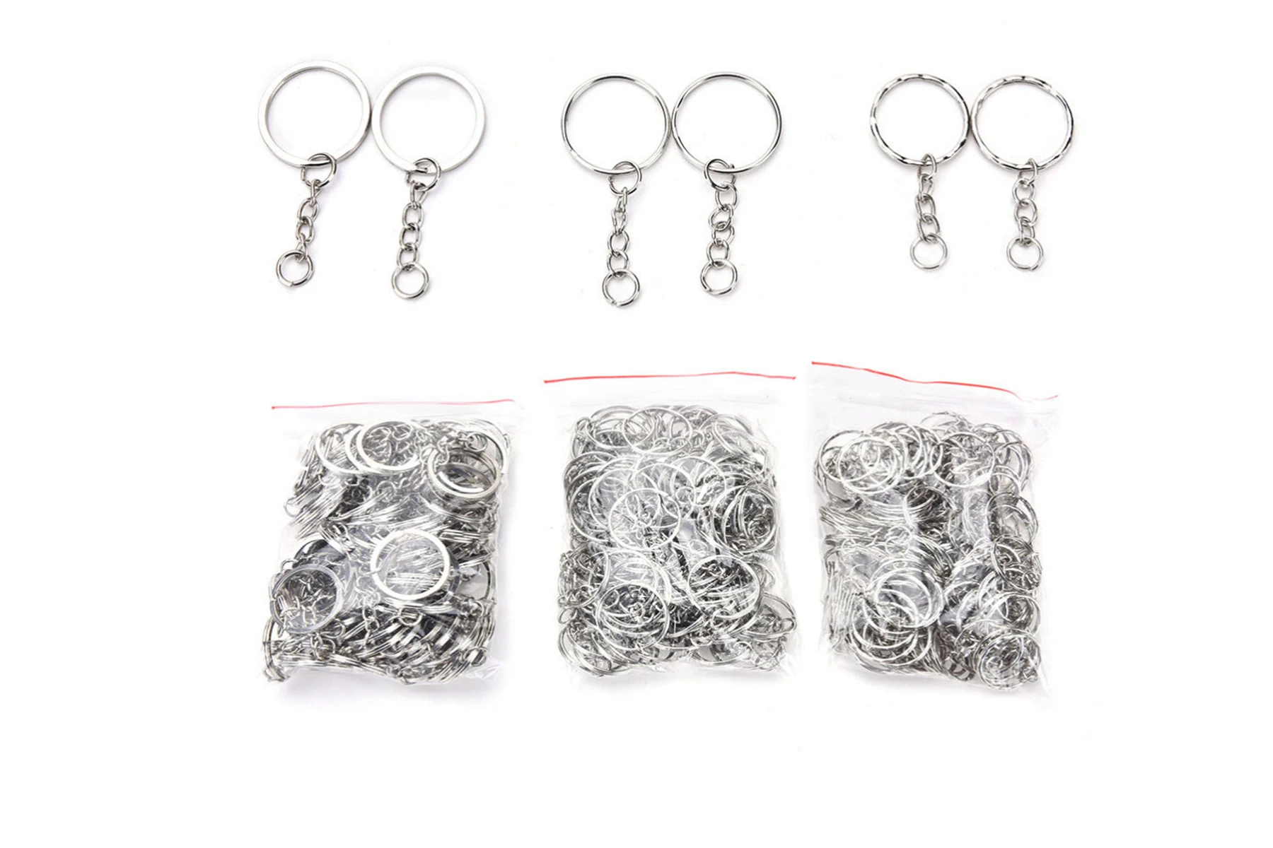 

100 Pcs/Set Silvery Key Chains Stainless Alloy Circle DIY 25mm Keyrings Jewelry Keychain Key Ring Jewelry Keychain Key Ring