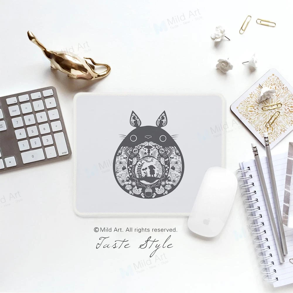 

Pop Japanese Anime Miyazaki Totoro Art Black White Cartoon Print Personalized Creative Kid Gift PC Gaming Computer Mouse Pad Mat
